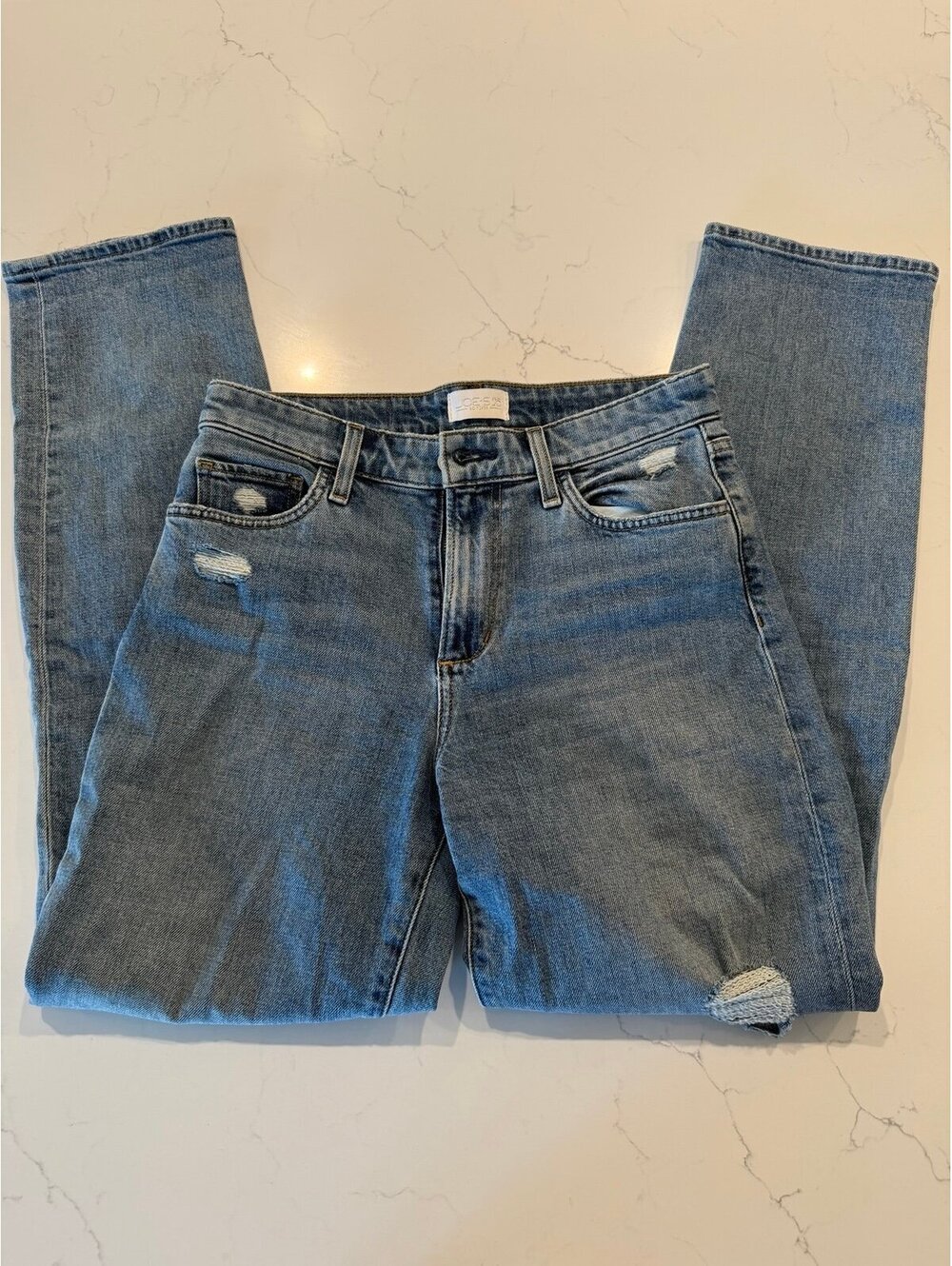 Joe's Jeans The Niki Mid Rise Boyfriend Jeans Distressed Blue Size 25